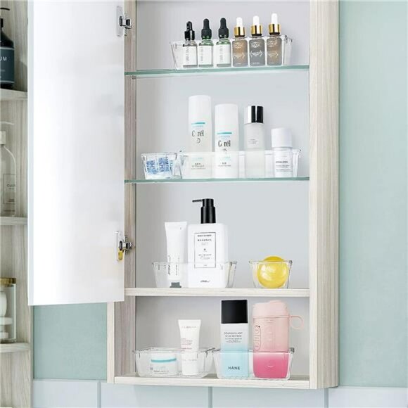 Clear Plastic Drawer Organizer Set Storage Bins Makeup Office Bathroom - Picture 2 of 7